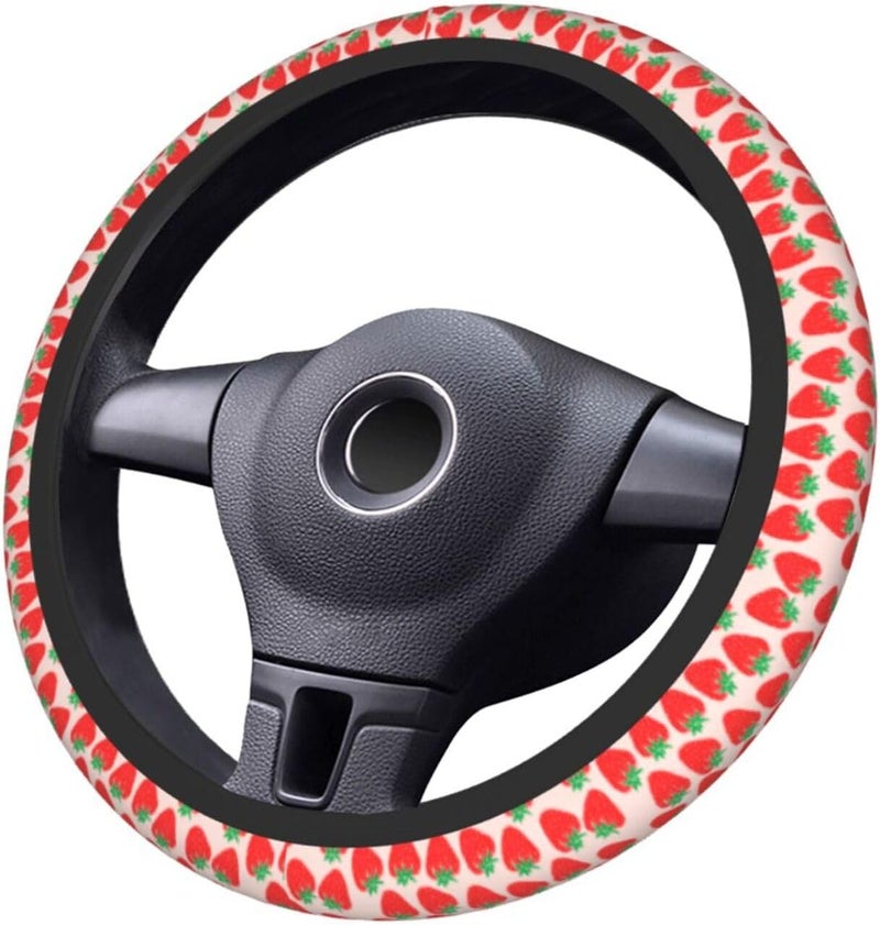 Car Steering Wheel Cover for Women Men, Non-Slip Breathable Steering Wheel, Cute Strawberries Steering Wheel Protector, Car Accessories - Image 3