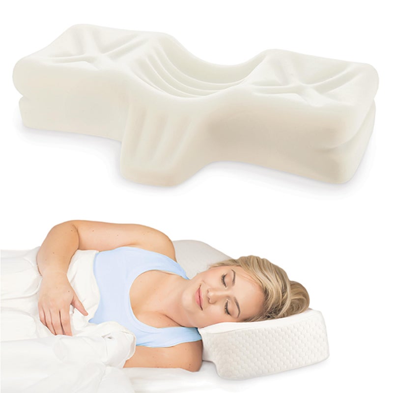 Therapeutica Therapeutica Lite Cervical Orthopedic Foam Sleeping Pillow for Neck Shoulder and Back Pain Relief Helps Spinal Alignment Back and Side Sleeping Medium Firm  Average 
