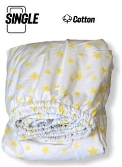 Bebek Özel Baby Special Cotton Baby and Kids Fitted Sheet with Yellow Stars 70 x 140 cm  - Image 1