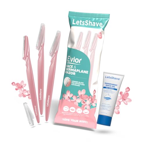 LetsShave Evior Reusable Facial Razor for Women - Pack of 3 + 1 Transparent Shave Gel 15ml | Skin-Safe Pen Razors | for Eyebrows, Upper Lips, Chin & Sideburns | 150 Days of Dermaplaning - Image 1