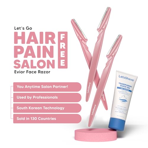 LetsShave Evior Reusable Facial Razor for Women - Pack of 3 + 1 Transparent Shave Gel 15ml | Skin-Safe Pen Razors | for Eyebrows, Upper Lips, Chin & Sideburns | 150 Days of Dermaplaning - Image 2