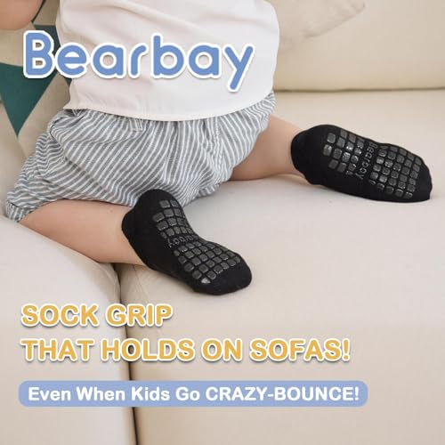 Bearbay Baby Non Slip Ankle Socks with Grippers (9 Pair) for 0 months-7 years old Walking Socks for Infant Toddler Kids Boys Girls - Image 4