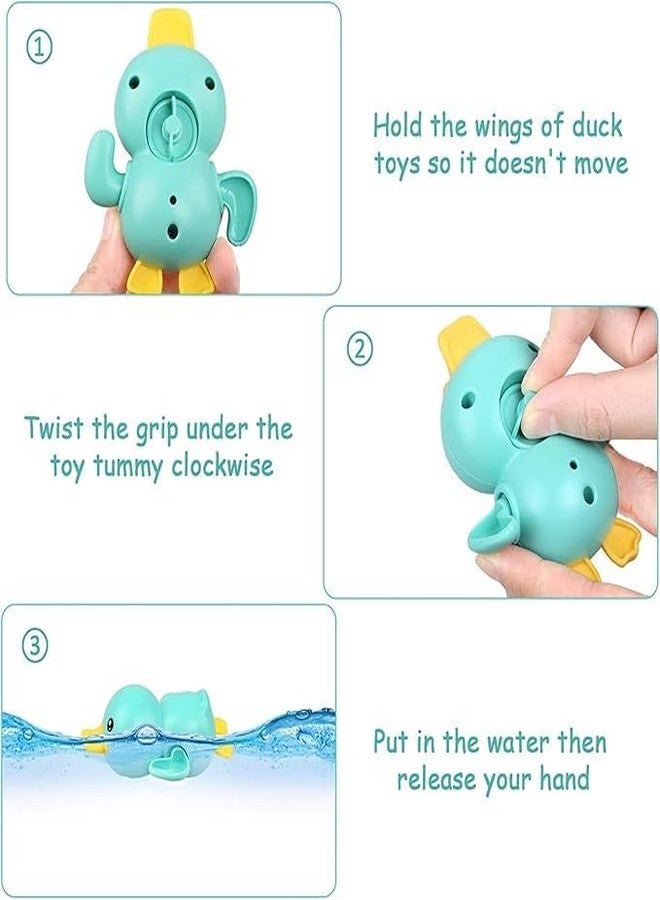 LEZOMZY Wind-Up Swimming Duck Bath Toy for Babies, Yellow, Blue and Green, Set of 3 - Image 3