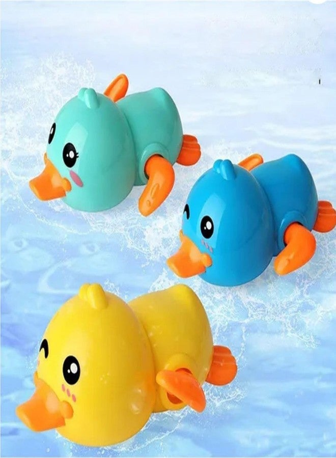 LEZOMZY Wind-Up Swimming Duck Bath Toy for Babies, Yellow, Blue and Green, Set of 3 - Image 1