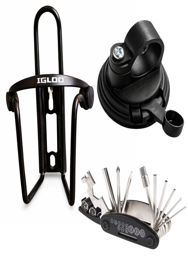FCCRACING Bicycle Accessories Combo - Water Bottle Holder, Ultra Loud Cycle Bell & 15 in 1 Multi Tool Kit | Durable Cycle Bottle Cage, Bike Horn Bell & Repair Tool Set for MTB, Road & City Bikes Combo - Image 2