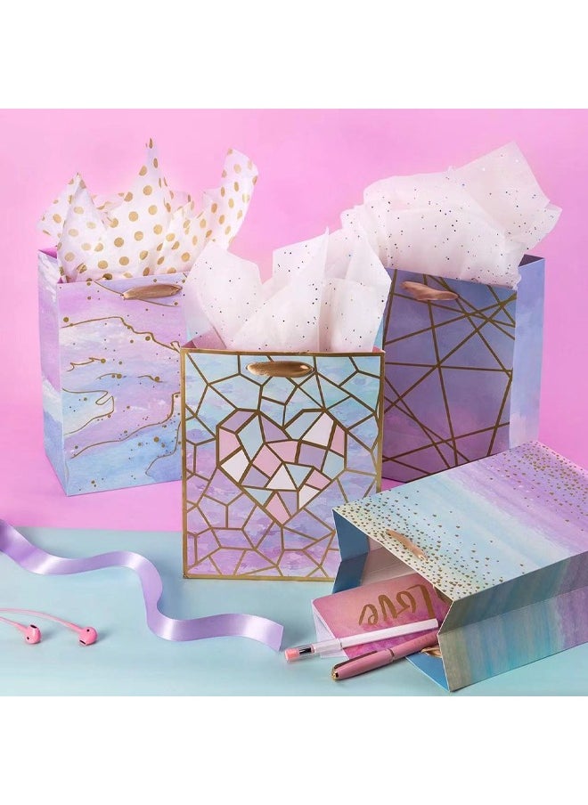 Zeemey 12 Pieces Colorful Marble Pattern Gift Bag,Party Bags For Kids, supplies Snack candy Gift Bag Food Bags,Double-Sided Bags For Birthday Wedding Celebrations Party Favors  23*18*10  - Image 3