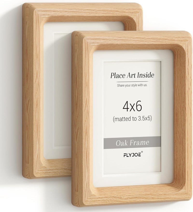 FLYJOE USA-Sourced Oak Wood Picture Frame, 4x6, 2P - Image 1