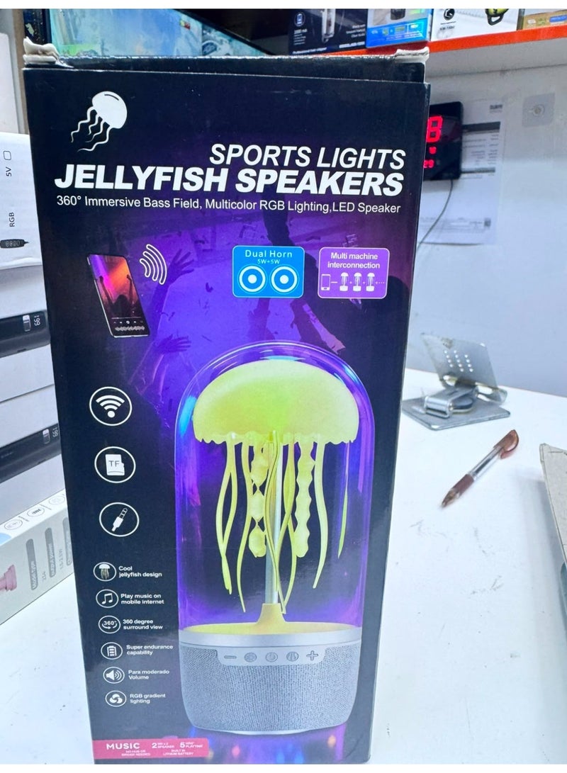 مكبر صوت بلوتوث على شكل قنديل البحر مع مصباح ليلي LED RGB، صوت جهير غامر 360 درجة - Image 2