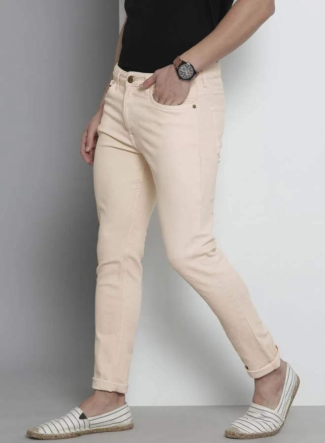 The Indian Garage Co The Indian Garage Co Men Beige Mid Rise Slim Fit Solid Jeans