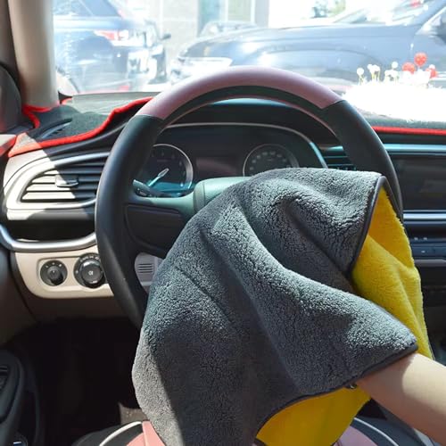 DETACHI Dual Sided Microfiber Cloth for Car/Bike (1pc - 40x60 cm, 1000 GSM),Thick Lint & Streak-Free Multipurpose Cloths | Absorbent Extra Thick Plush Towel for Cleaning, Washing & Drying-Dual Colour - Image 2