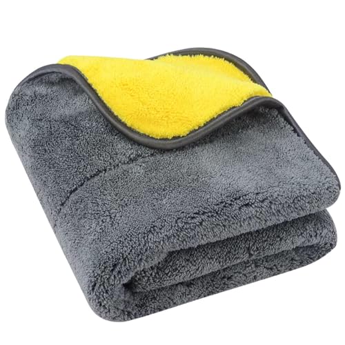 DETACHI Dual Sided Microfiber Cloth for Car/Bike (1pc - 40x60 cm, 1000 GSM),Thick Lint & Streak-Free Multipurpose Cloths | Absorbent Extra Thick Plush Towel for Cleaning, Washing & Drying-Dual Colour - Image 1