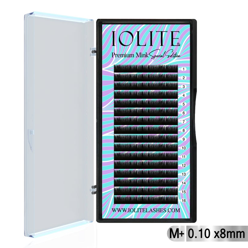 IOLITE Premium Mink False Eyelash Extension M+ Curl Individual Lashes.10T 6 to 15mm & Mix - 8MM