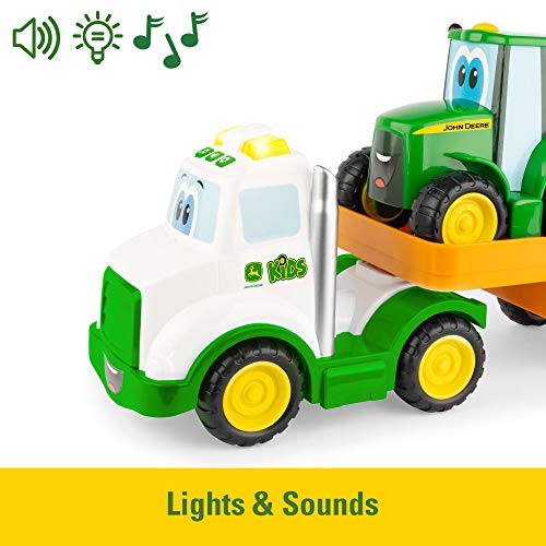 John Deere TOMY John Deere Lights & Sounds Farmin' Friends Hauling Set - Includes Toy Truck and Backhoe Tractor Toy for Indoor and Outdoor Play - Preschool Toys Ages 18 Months and Up - Image 2