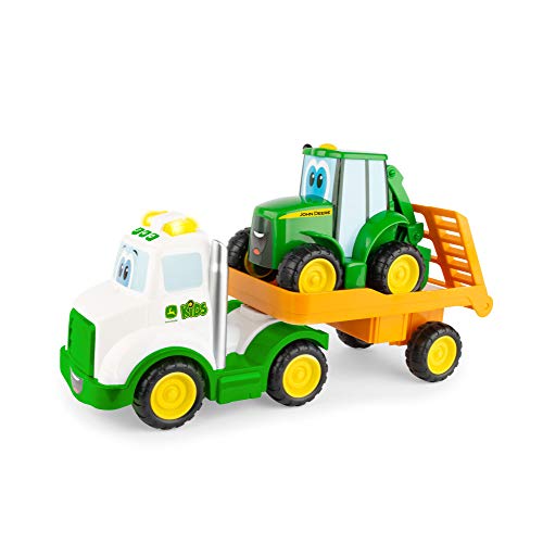John Deere TOMY John Deere Lights & Sounds Farmin' Friends Hauling Set - Includes Toy Truck and Backhoe Tractor Toy for Indoor and Outdoor Play - Preschool Toys Ages 18 Months and Up - Image 1