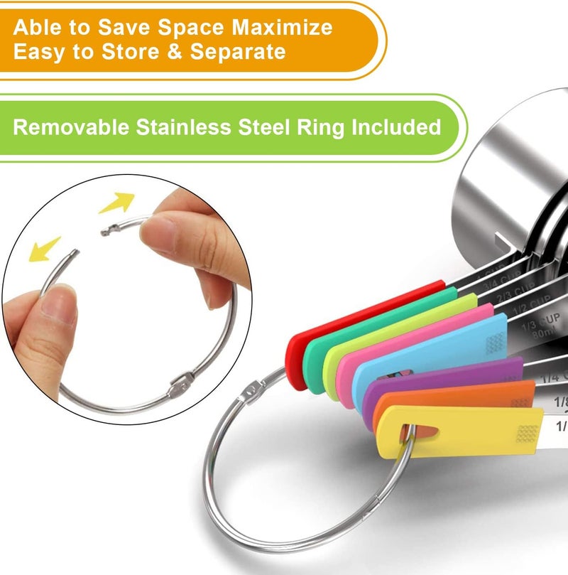 Wildone 8-Piece Measuring Cups Set, Stainless Steel Nesting Measuring Cups, Perfect for Dry and Liquid Ingredients, Dishwasher Safe - Image 5