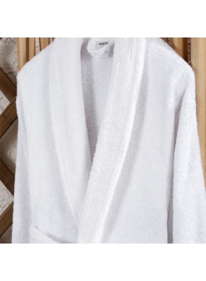 Nadav Bathrobe – Premium 100% Cotton – Turkish Made – White – 1 Piece – Size XL - Image 2