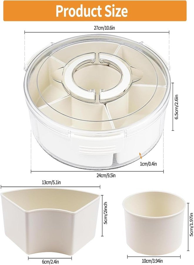 Kiesh Snack Tray Rotating Snack Box Container, 12inch Divided Serving Tray with Lid and Handle Snackle Box Container, Reusable Serving Platters Bowls Snack Organiser for Fruit, Veggie, Candy - Image 5