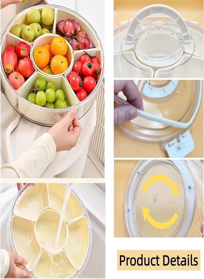 Kiesh Snack Tray Rotating Snack Box Container, 12inch Divided Serving Tray with Lid and Handle Snackle Box Container, Reusable Serving Platters Bowls Snack Organiser for Fruit, Veggie, Candy - Image 4