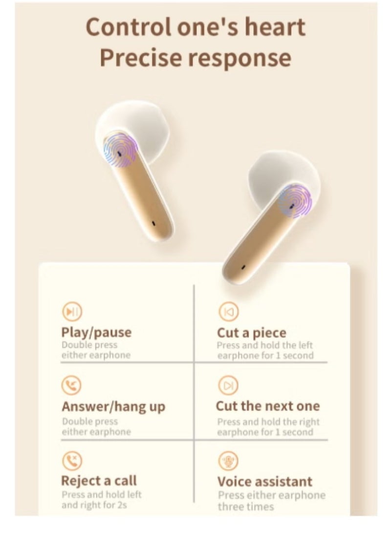 True Wireless Earbuds, In-Ear Bluetooth 5.4 Headphones 4-Mics ENC Clear Call, Bluetooth Earbuds Touch Control 40 Playtime, IPX6 Waterproof TWS, Light-Weight Earphones