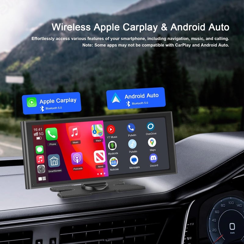Avylet 10.26" HD IPS Portable Screen Display with Wireless CarPlay and Android Auto - Image 2