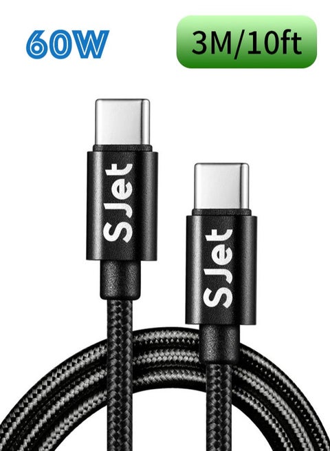 USB C Cable 3M 10ft, Long Braided Power Type C Cable USB C to USB C PD Fast Charging Cable 60W USB-IF Certified for iPhone 16 Series, MacBook, iPad, Samsung, XiaoMi, Pixel ,Mobile, Laptop, PS5, Camera, DJ Pocket