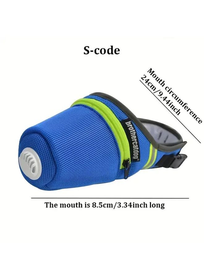 Blue Small Adjustable Reusable Dog Face Mask Breathable Polyester Anti Pollution Dust - Image 3