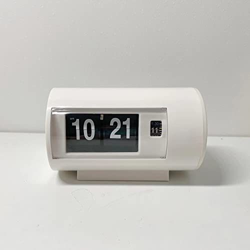 BHning Retro Table Clock Auto Flip Clock 12 Hours AM/PM Format Display Timepiece Desk Clock Flip Page Turning Clocks (White) - Image 4