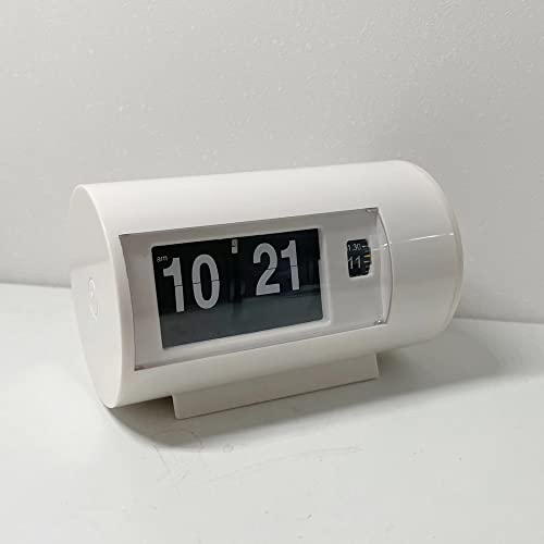BHning Retro Table Clock Auto Flip Clock 12 Hours AM/PM Format Display Timepiece Desk Clock Flip Page Turning Clocks (White) - Image 5