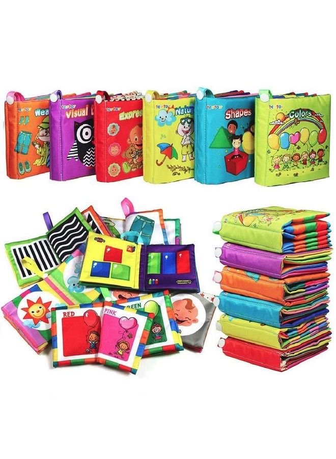 teytoy My First Soft Book 6 Pcs Nontoxic Fabric Baby Cloth Books Early Education Toys Activity Crinkle Cloth Book For Toddler Infants And Kids Perfect For Baby Shower (New Version) - Image 1