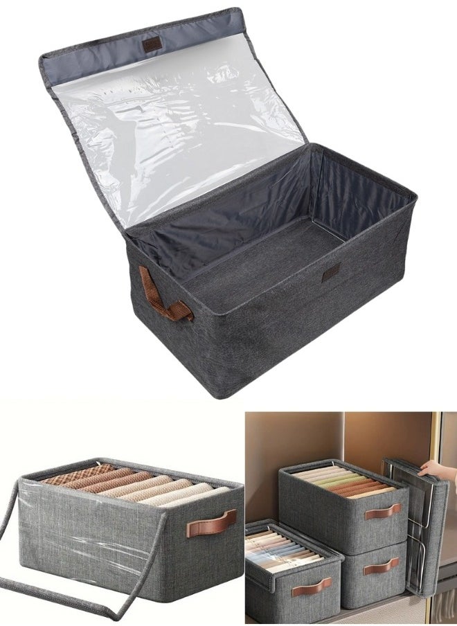 FALMER - Oxford Foldable Lid Storage Box for Clothes Towels Bed Linen Organizer 47*27*18cm - Image 1
