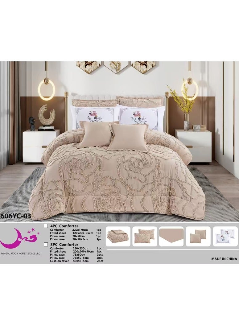 مون طقم لحاف مفرش  ملكي من مون  مقاس نفرين مكون من 8 قطع بحجم 250x230 سم - Image 2