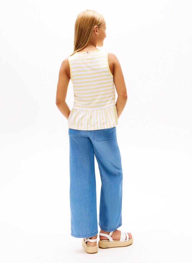 TOMMY HILFIGER Kids Peplum Sleeveless Stripe Top  - Image 2