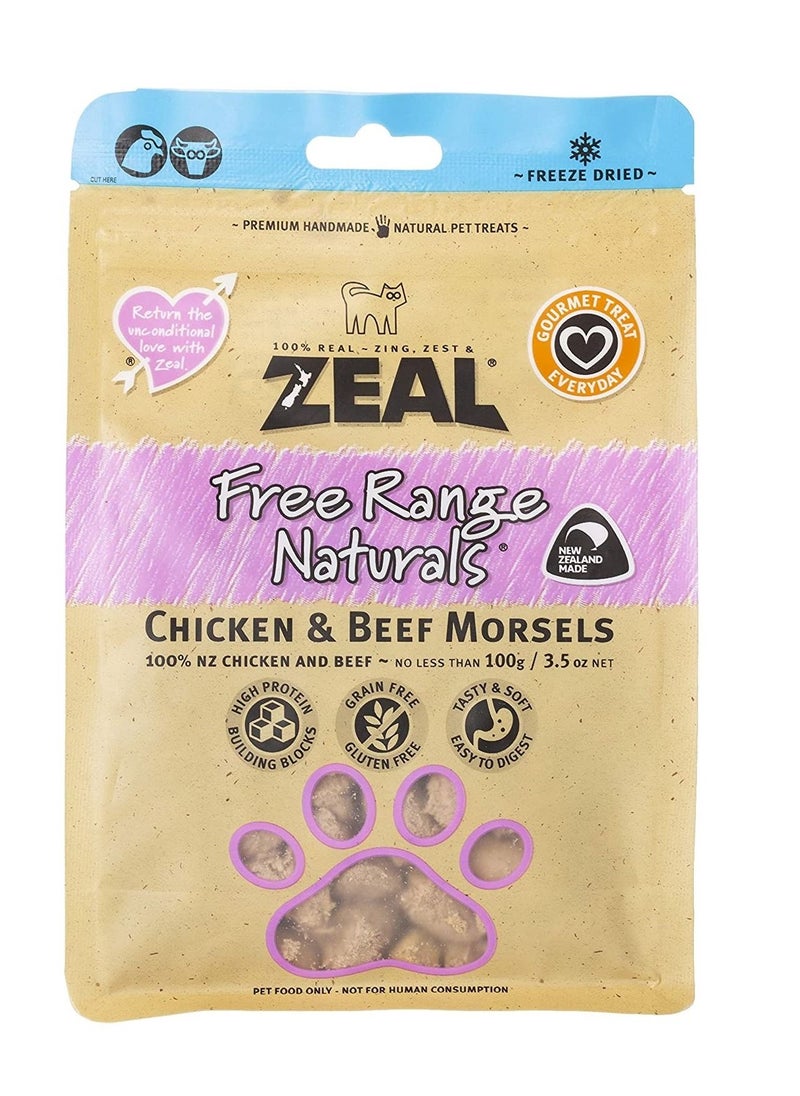 zeal - Dried Chicken And Beef Morsels Cat Treats 100g - Image 1