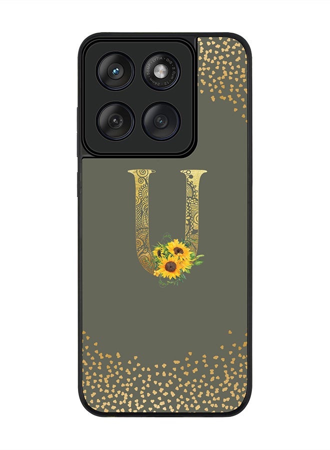 Stylizedd For Motorola MOTO Edge 60 Fusion/ Edge 60 Case,Slim fit Camera Protection, Shockproof Thin Phone cover  - Custom Floral Monogram - U  (Olive Green ) - Image 1
