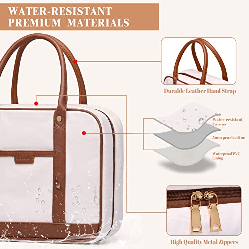 Bosidu Toiletry Bag for Women Hanging Travel Toiletry Bag with Hook,Water-resistant Makeup Cosmetic Bag Travel Organizer for Toiletries, Accessories P-Beige - Image 4