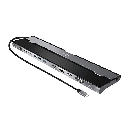 j5create USB C Docking Station- Supports up to 3 Display Simultaneously | HDMI, DisplayPort, VGA, 100W PD Fast Charging, Gigabit Ethernet | Comes with Type C Cable Compartment (JCD543) - Image 1