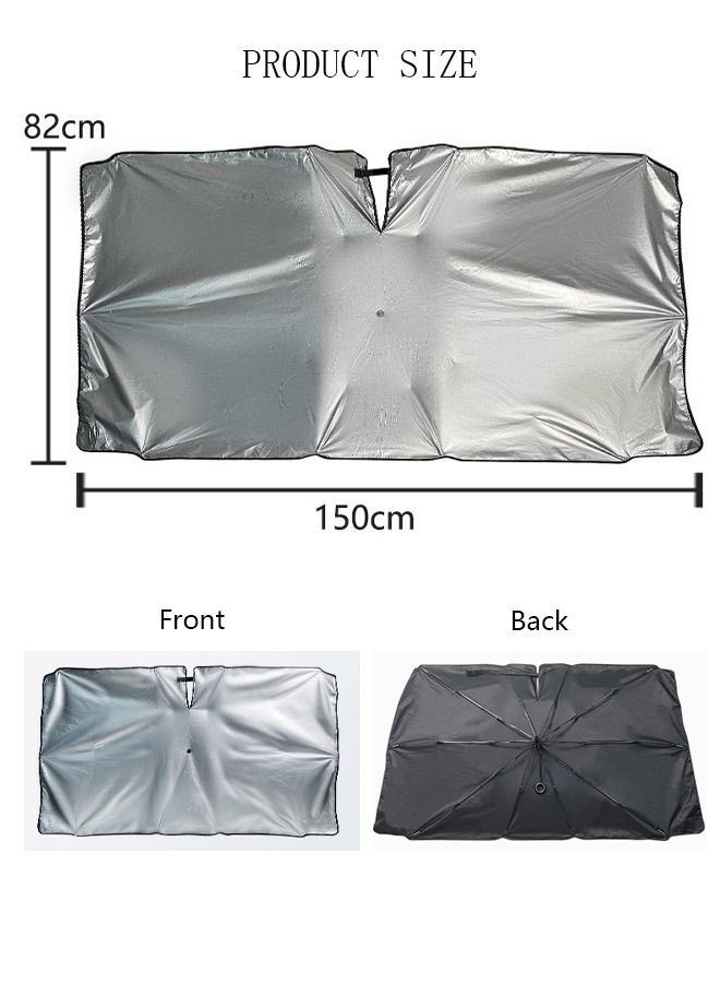 DUNISO 5Pcs Car Windshield Sun Shade Set Foldable Car Umbrella Sunshade Cover Windshield Sunshade Reflective Side Front Rear Window Shades UV Sun Protector for Car Windshield Trucks Automotive Interior  - Image 4