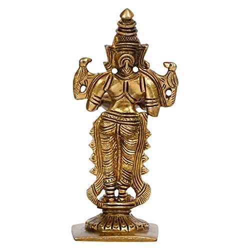 ARTVARKO Brass Deep Lakshmi Lady Diya Oil Lamp Standing with Lamps Deeplaxmi Statue Religious Showpiece 6 Inch. - Image 5