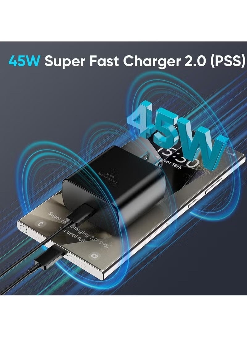 ZAMFA 45W USB-C Super Fast Charging PD Charger with USB-C to USB-C Cable | Type-C Power Adapter Compatible with Samsung Galaxy S24, S23, S22, S21, S20 Ultra, S24+, S23+, S22+, S21+, A55, A54, A53, A15 - Image 3