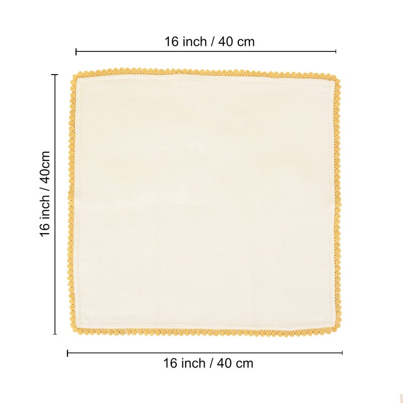 StyleMyWay StyleMyWay Dining Table Premium Cotton Table Napkin with Crochet Ends Set of 6 L x B 16 x 16 inch Off White - Image 5
