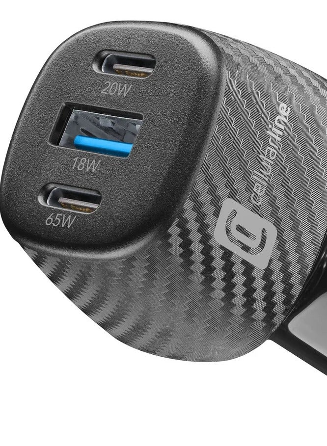 سيلولار لاين راس شاحن سيارة ايطالي بقوة 65  واط سحاب  1يو اس بي و2تايب سي شاحن سياره راس شاحن شاحن سياره شاحن سيارة تايب سي شاحن سياره سريع شاحن سيارة لاسلكي شاحن سيارة ايفون ، شاحن جالكسي أصلي،  سامسونج تايب سي أصلي راس شاحن محمول. - Image 2