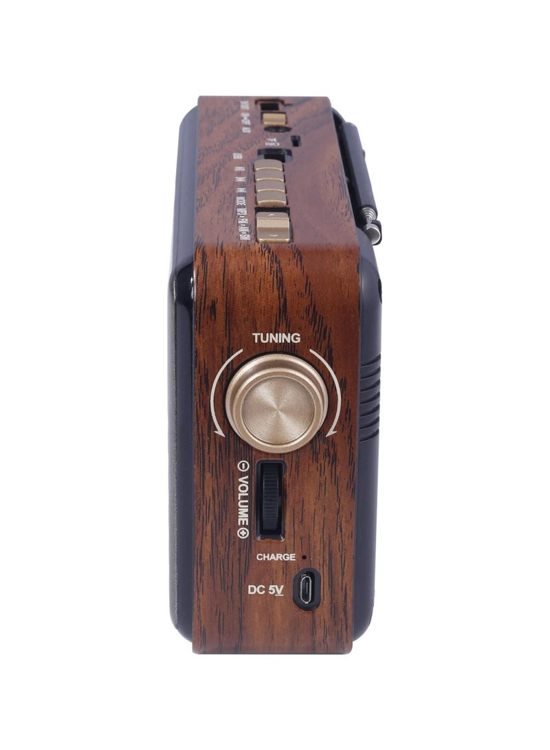 Clikon Rechargeable Vintage Radio with Wooden Finish Body, FM/AM/SW Band/DSP Radio Forms, Bluetooth/USB/TF Card Connectivity, 2 Years Warranty, Brown – CK837 - Image 5