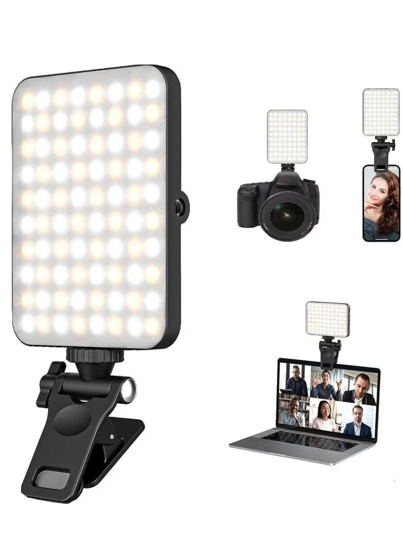 LIXES New LED Selfie Light, 60 LED 2200mAh Rechargeable Cell Phone Fill Light, 7 Modes, 10-Level Brightness, Portable Clip-on Light for iPhone, Android, and Photography - Image 1