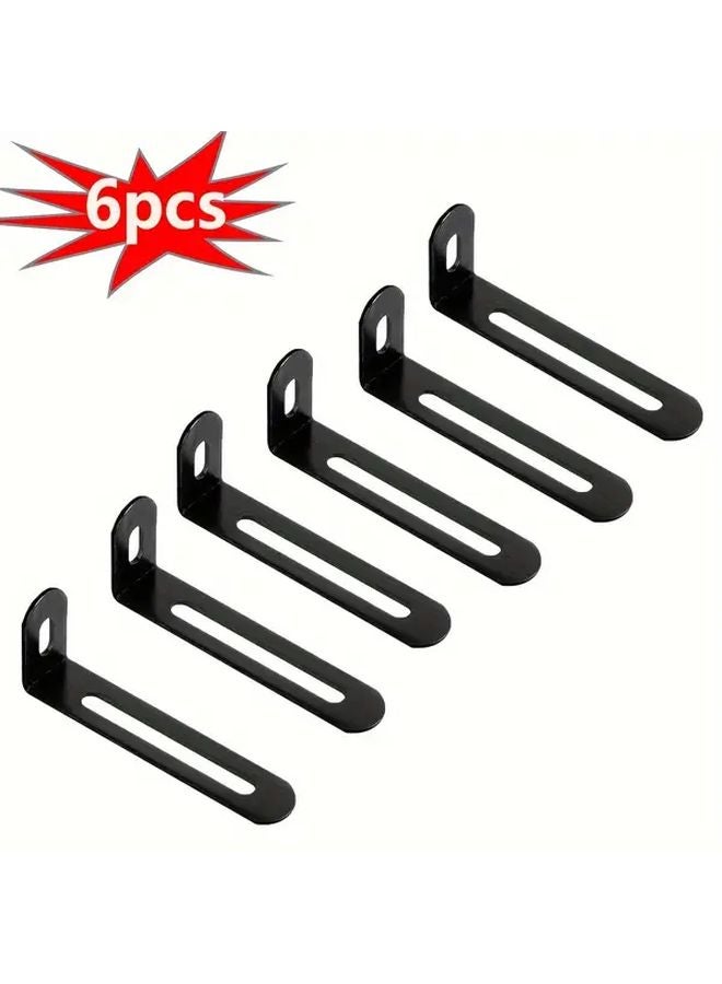6Pcs Black L Shaped Shelf Brackets Heavy Duty Adjustable Angle Furniture Hardware - Image 1