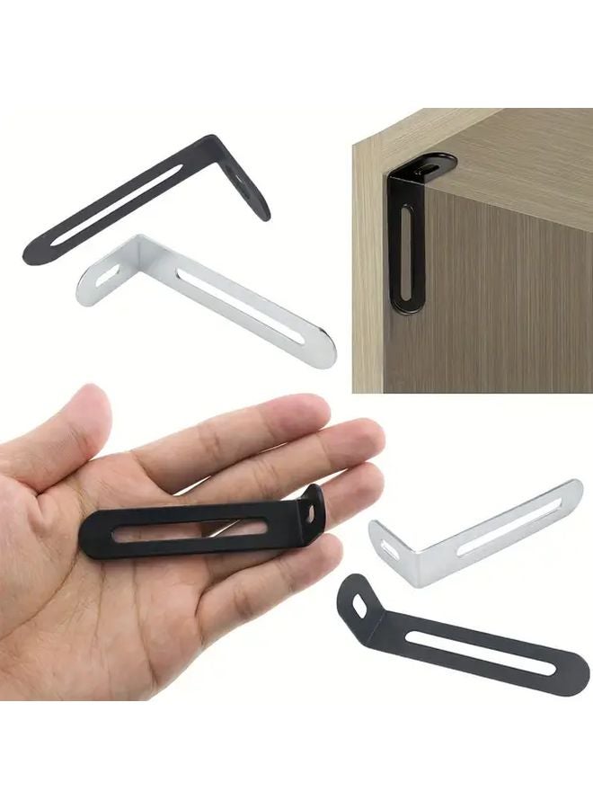 6Pcs Black L Shaped Shelf Brackets Heavy Duty Adjustable Angle Furniture Hardware - Image 4