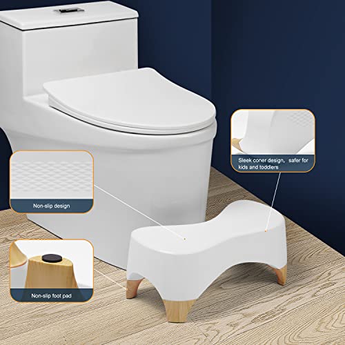 GLIGAM Toilet Stool Squat Adult,Gligam Poop Stool for Bathroom,Bearing 550 lbs Weight,Toilet Step Stool, Potty Stool for Adults and Kids,Non-Slip Simple Design,7" Tall (White/Bamboo Color) - Image 2