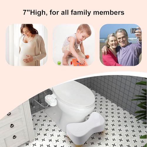 GLIGAM Toilet Stool Squat Adult,Gligam Poop Stool for Bathroom,Bearing 550 lbs Weight,Toilet Step Stool, Potty Stool for Adults and Kids,Non-Slip Simple Design,7" Tall (White/Bamboo Color) - Image 5