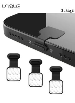 3pcs USB Type C Anti-Lost Anti Dust Plugs, Dust Cover Port Plugs Protection Compatible with iPhone 15 Samsung Galaxy S21/S20/S22 Ultra Huawei for All Type-C Smartphone and Tablet - Black