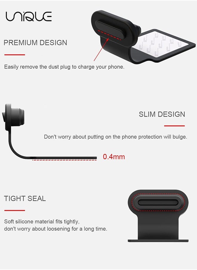 Unique - 3pcs USB Type C Anti-Lost Anti Dust Plugs, Dust Cover Port Plugs Protection Compatible with iPhone 15 Samsung Galaxy S21/S20/S22 Ultra Huawei for All Type-C Smartphone and Tablet - Black - Image 1
