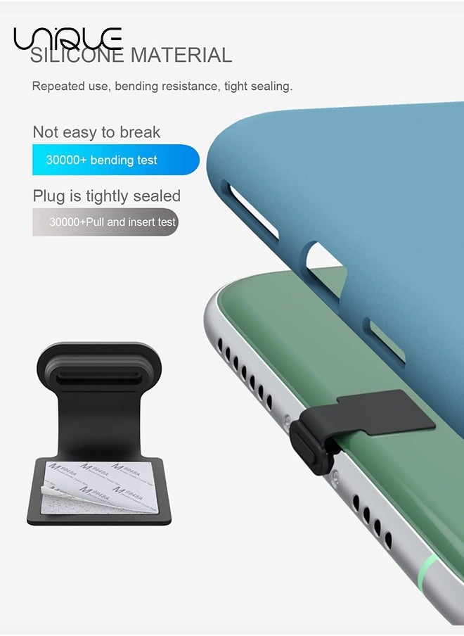 Unique - 3pcs USB Type C Anti-Lost Anti Dust Plugs, Dust Cover Port Plugs Protection Compatible with iPhone 15 Samsung Galaxy S21/S20/S22 Ultra Huawei for All Type-C Smartphone and Tablet - Black - Image 1